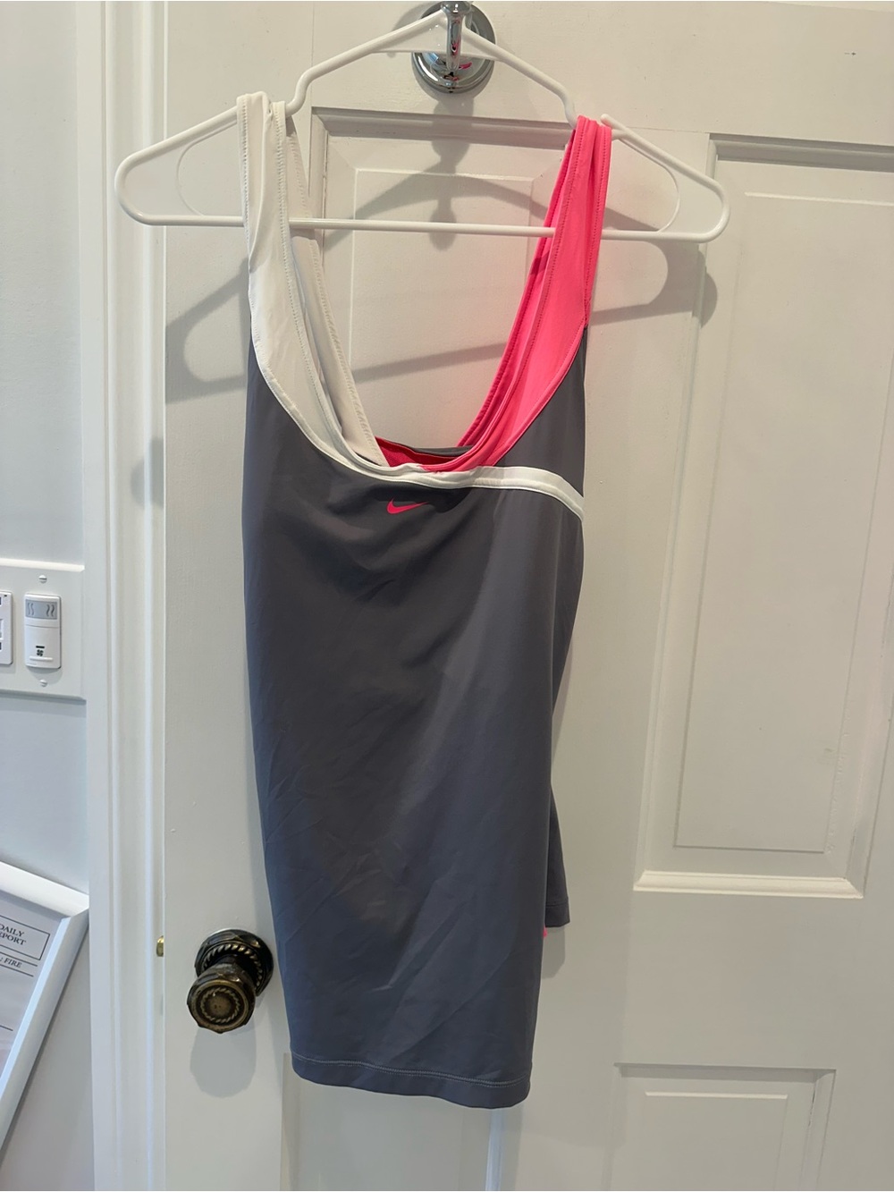 Nike Women’s Gray, White & Pink One-Shoulder Athletic Dress